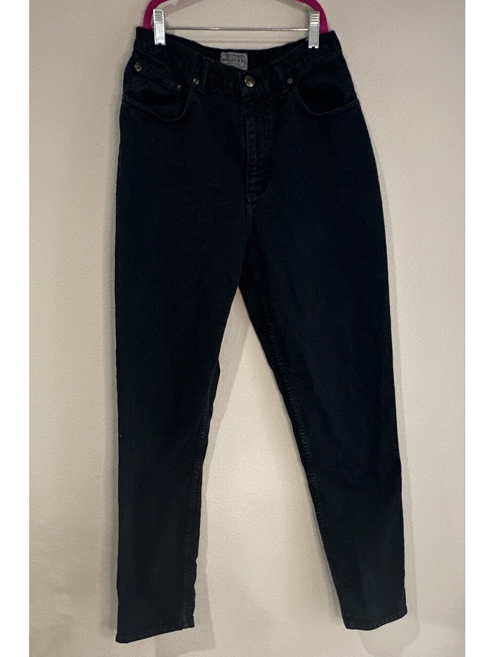 Vintage high-waisted black denim jeans Arizona, Junior Size 11A, Women 6 Or 8
